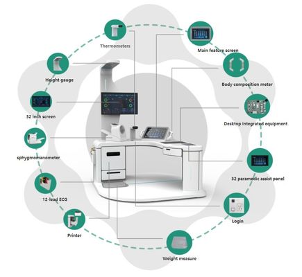 편리한 신체 건강 검사 A4 레이저 프린터와 혈당 ECG 키오스크 기계