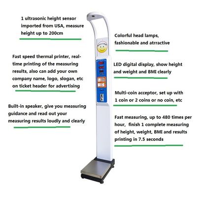 AC100-240V 전원 공급 무게 범위 8-200kg BMI 의료 검사 가량 판매 기계